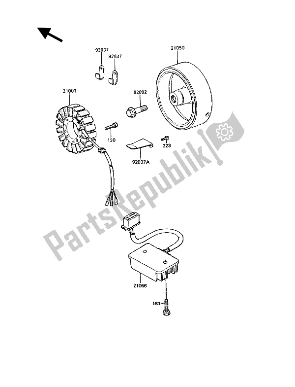 Tutte le parti per il Generatore del Kawasaki GT 550 1988