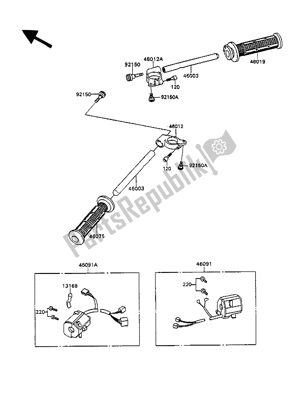 Todas as partes de Guidão do Kawasaki ZXR 750 1990