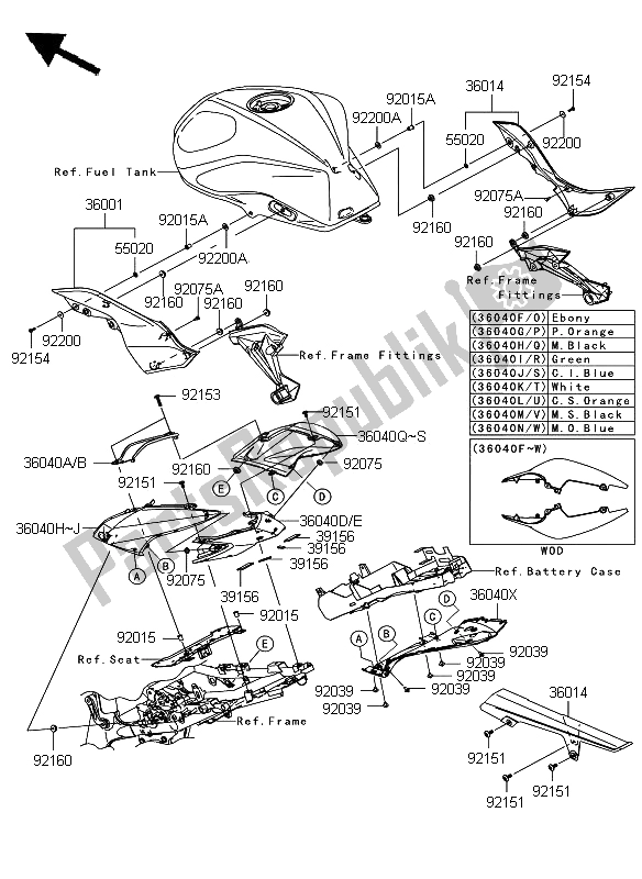 All parts for the Side Covers & Chain Cover of the Kawasaki Z 750 2009