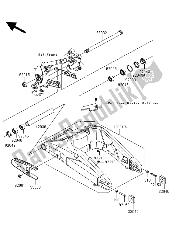 All parts for the Swingarm of the Kawasaki Versys ABS 650 2009