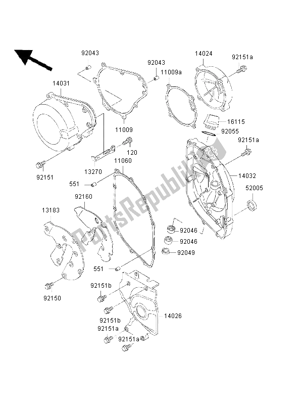 Wszystkie części do Pokrywa Silnika Kawasaki ZZ R 600 2002