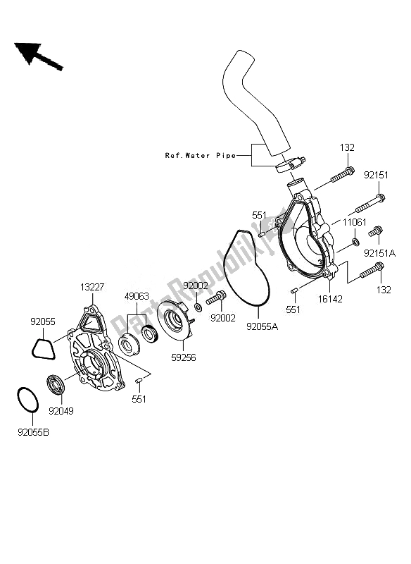 Tutte le parti per il Pompa Dell'acqua del Kawasaki ER 6N ABS 650 2010