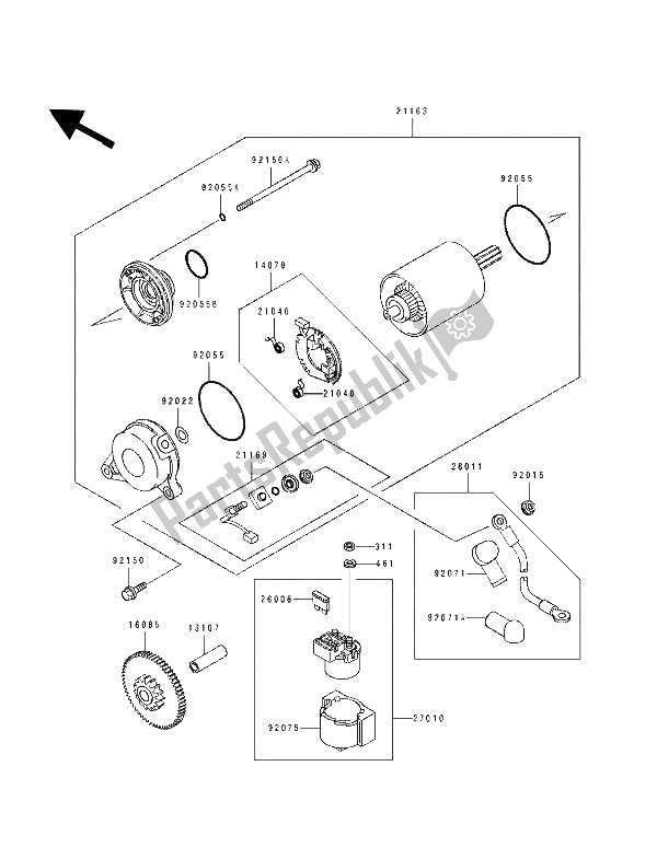 All parts for the Starter Motor of the Kawasaki ZXR 750 1993