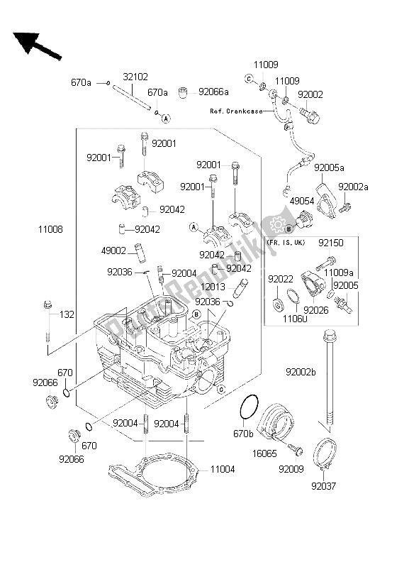 Tutte le parti per il Testata del Kawasaki KLR 650 2001