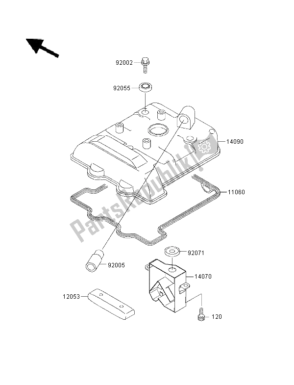 All parts for the Cylinder Head Cover of the Kawasaki KLX 650R 1996