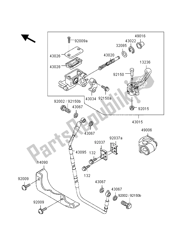 Toutes les pièces pour le Maître-cylindre Avant du Kawasaki KX 250 2000