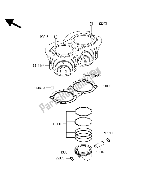 All parts for the Cylinder & Piston of the Kawasaki W 800 2012