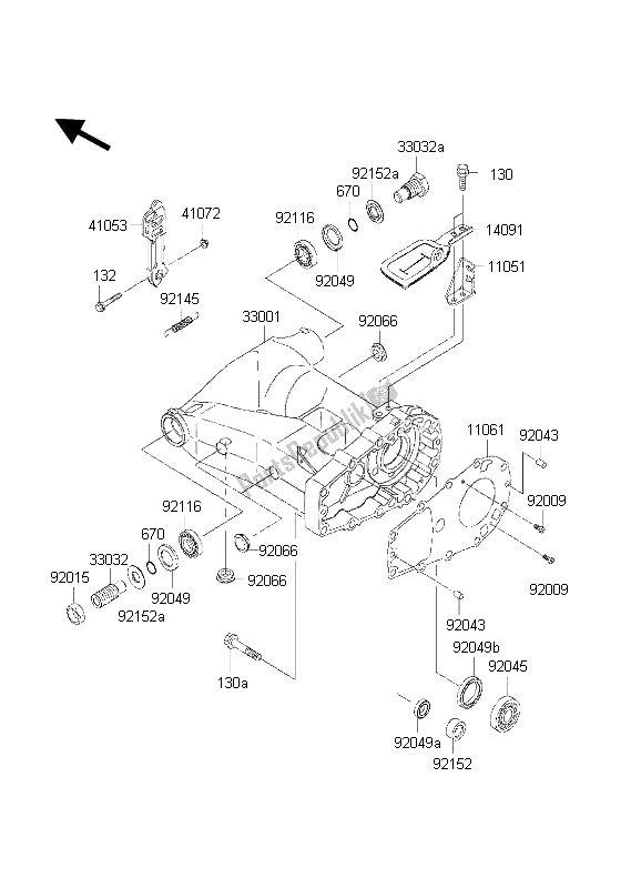 Toutes les pièces pour le Bras Oscillant du Kawasaki KVF 650 2002