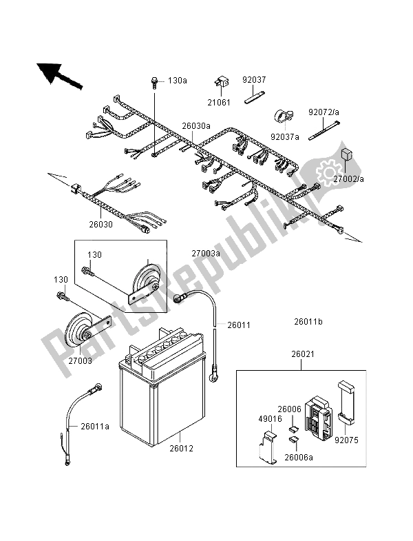 Toutes les pièces pour le Châssis équipement électrique du Kawasaki KLE 500 1996