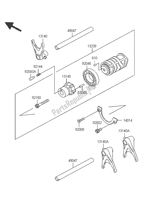 Toutes les pièces pour le Tambour De Changement De Vitesse Et Fourchette De Changement De Vitesse du Kawasaki W 650 2005