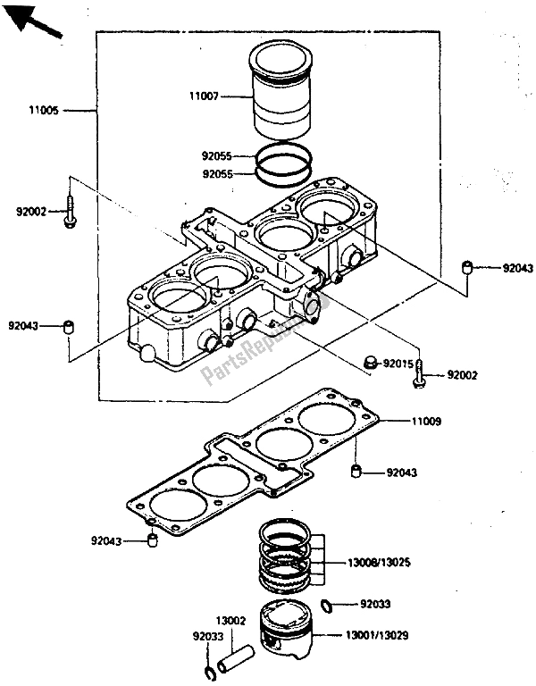 Tutte le parti per il Cilindro E Pistone del Kawasaki GPZ 600 1985