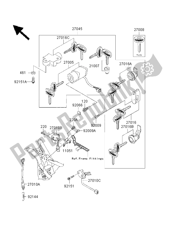 All parts for the Ignition Switch of the Kawasaki VN 1500 Classic Tourer FI 2003