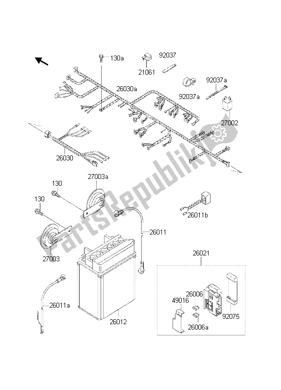 Toutes les pièces pour le Châssis équipement électrique du Kawasaki KLE 500 2002