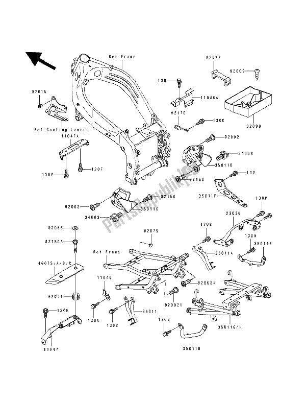 Tutte le parti per il Custodia Della Batteria del Kawasaki ZXR 400 1991