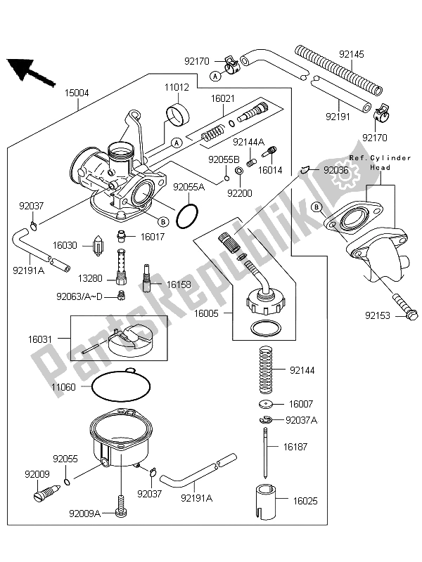 Alle onderdelen voor de Carburator van de Kawasaki KLX 110 2012