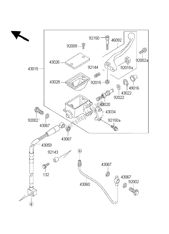 Tutte le parti per il Pompa Freno Anteriore del Kawasaki KLX 300R 1998