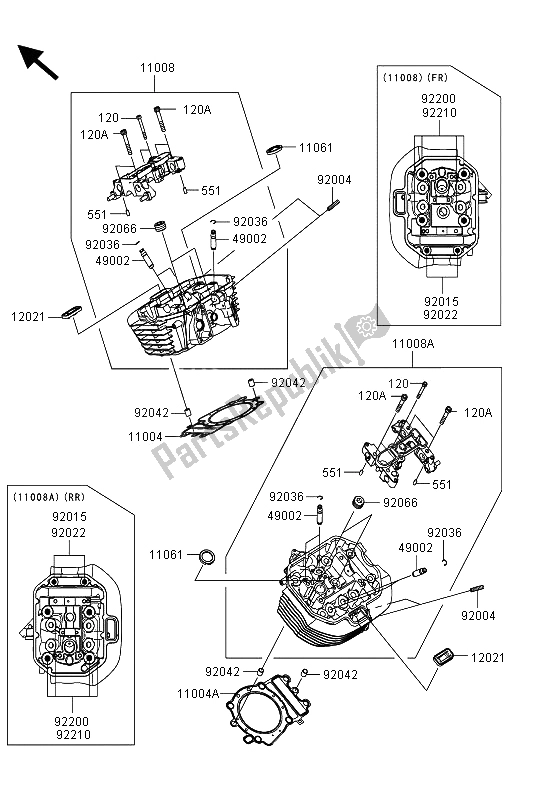 Toutes les pièces pour le Culasse du Kawasaki VN 1700 Voyager Custom ABS 2013