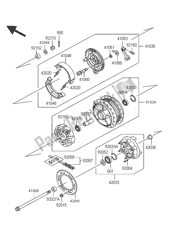 Todas las partes para Buje Trasero de Kawasaki W 650 2005