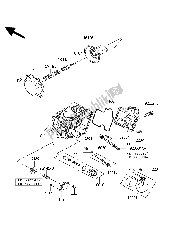 All parts for the Carburetor Parts of the Kawasaki KFX 700 KSV 700B6F 2006