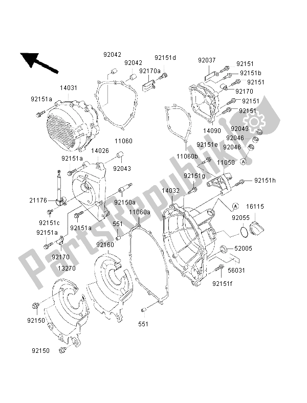 Tutte le parti per il Coperchio Del Motore del Kawasaki Ninja ZX 6R 600 2002