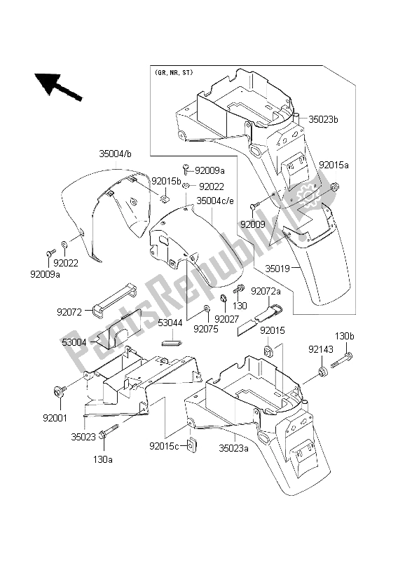 All parts for the Fenders of the Kawasaki Ninja ZX 7R 750 2001