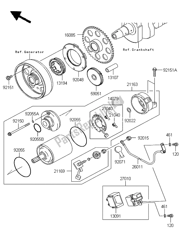 Toutes les pièces pour le Démarreur du Kawasaki Z 750 2009