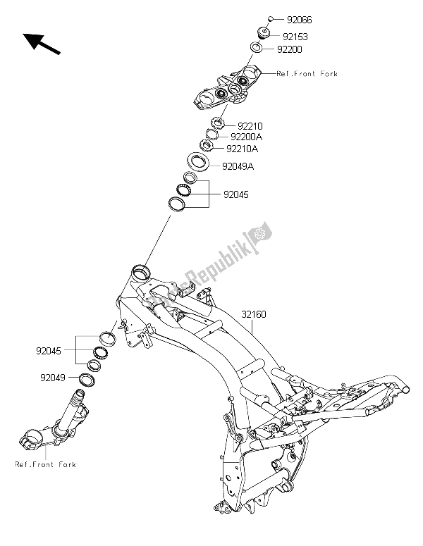 All parts for the Frame of the Kawasaki Z 800 ABS 2015