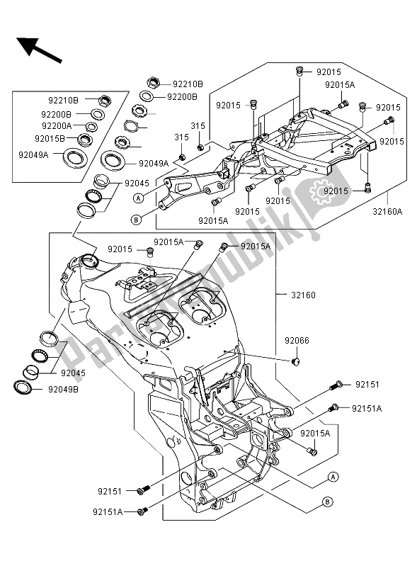 Wszystkie części do Rama Kawasaki Ninja ZX 12R 1200 2003