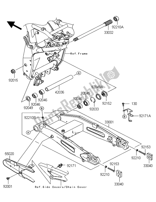 All parts for the Swingarm of the Kawasaki Z 750R ABS 2012