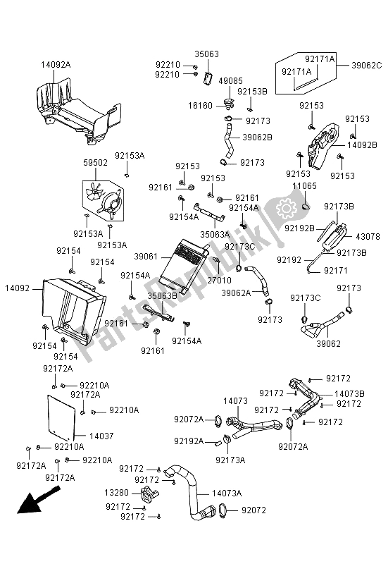 Tutte le parti per il Termosifone del Kawasaki KVF 300 2013