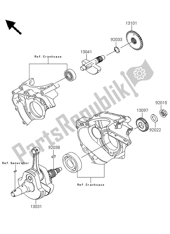 Alle onderdelen voor de Krukas van de Kawasaki KLX 250 2009