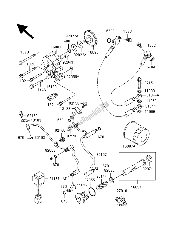 Todas las partes para Bomba De Aceite de Kawasaki VN 1500 Classic Tourer 1999