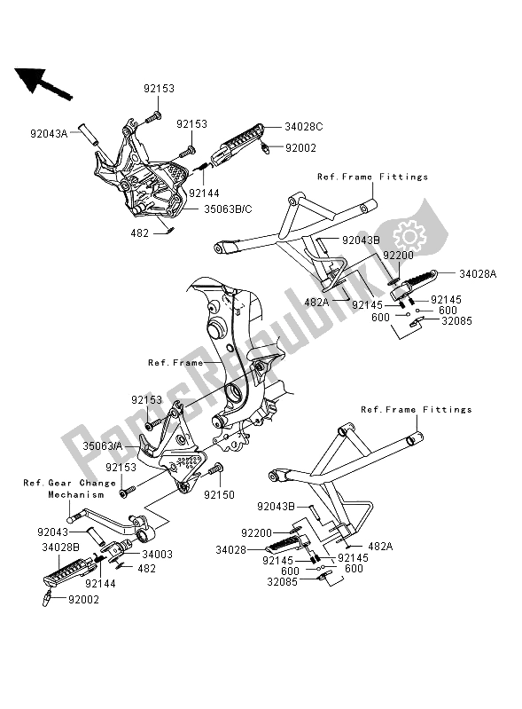 All parts for the Footrests of the Kawasaki Versys ABS 650 2009