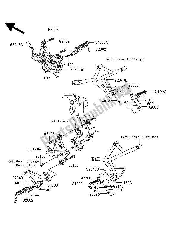 All parts for the Footrests of the Kawasaki Versys ABS 650 2009