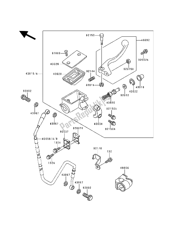 Toutes les pièces pour le Maître-cylindre Avant du Kawasaki KX 500 1994