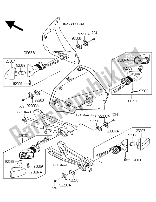 All parts for the Turn Signals of the Kawasaki KLE 500 2007