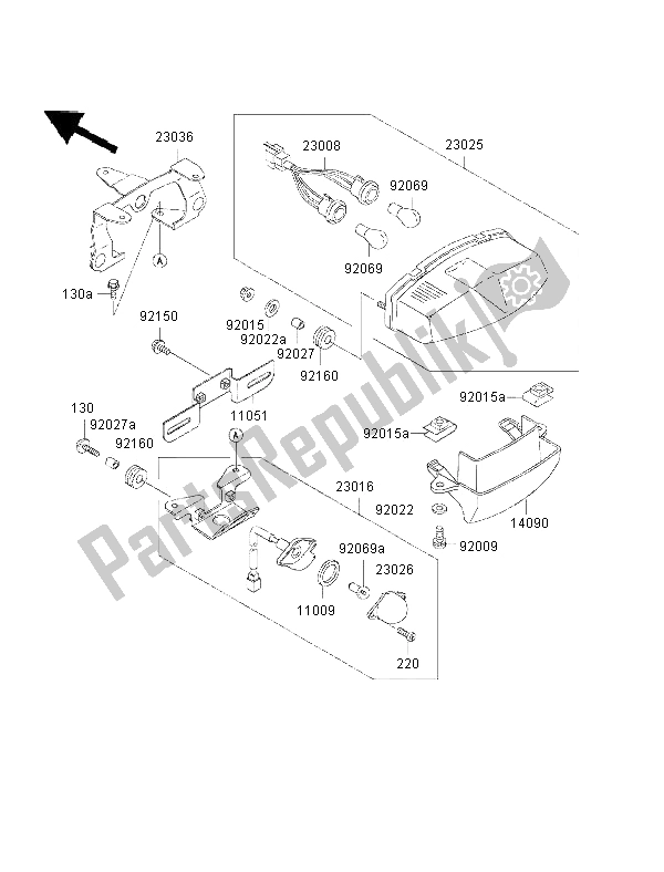 Todas las partes para Luz De La Cola de Kawasaki GPZ 500S 2002