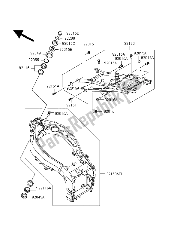 Todas las partes para Marco de Kawasaki Ninja ZX 6R 600 1998