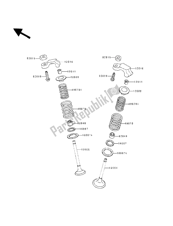 All parts for the Valve(s) of the Kawasaki EL 250D 1991