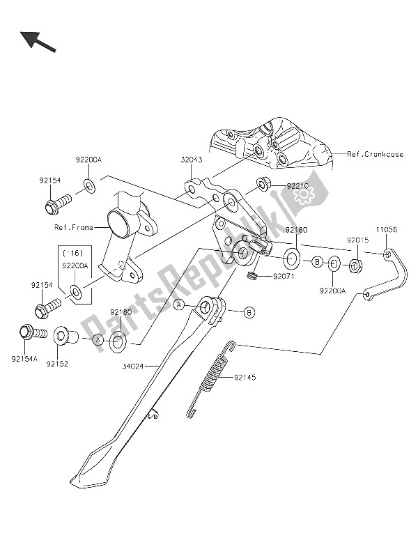 Tutte le parti per il Stand (s) del Kawasaki Ninja H2 1000 2016