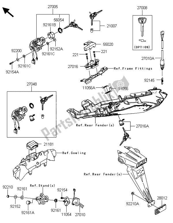 All parts for the Ignition Switch of the Kawasaki Ninja ZX 6R 600 2013