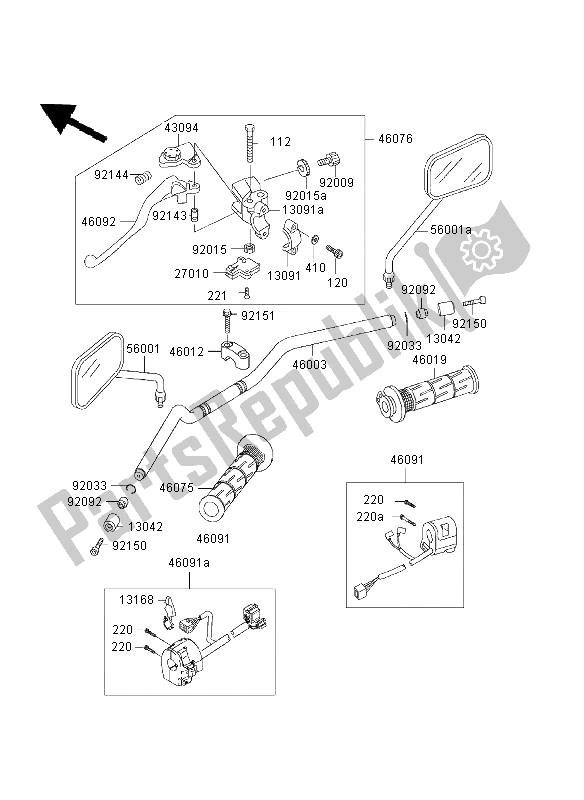 Tutte le parti per il Manubrio del Kawasaki ZR 7 750 2003