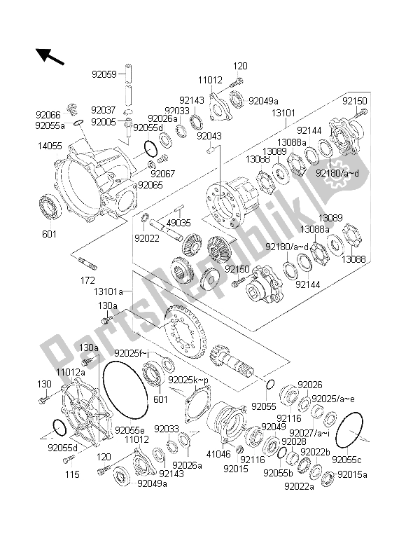 Tutte le parti per il Albero Di Trasmissione (differenziale) del Kawasaki KLF 300 4X4 2001