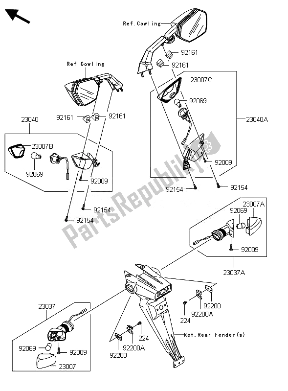 Tutte le parti per il Indicatori Di Direzione del Kawasaki Ninja ZX 10R 1000 2010