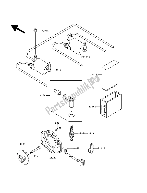 All parts for the Ignition Coil of the Kawasaki Zephyr 750 1994