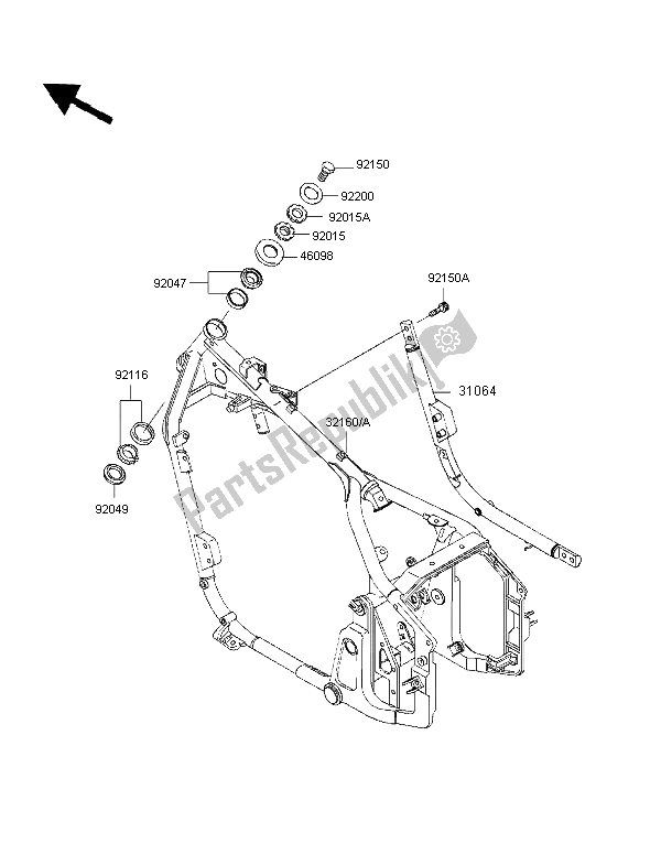 Tutte le parti per il Telaio del Kawasaki VN 800 1997