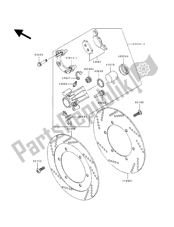 Tutte le parti per il Pinza Anteriore del Kawasaki GPZ 500S 1992