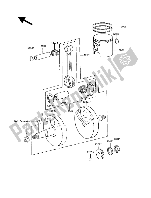 Toutes les pièces pour le Vilebrequin Et Piston (s) du Kawasaki KX 60 1988