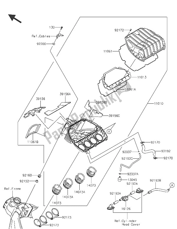 All parts for the Air Cleaner of the Kawasaki Ninja ZX 6R 600 2016