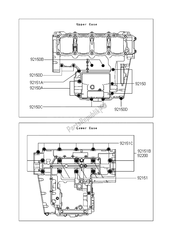 Tutte le parti per il Modello Del Bullone Del Basamento del Kawasaki Z 1000 2006